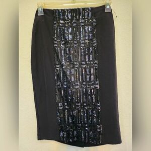 NWT Worthington Petite Black Sequin Panel Pencil Skirt 4P